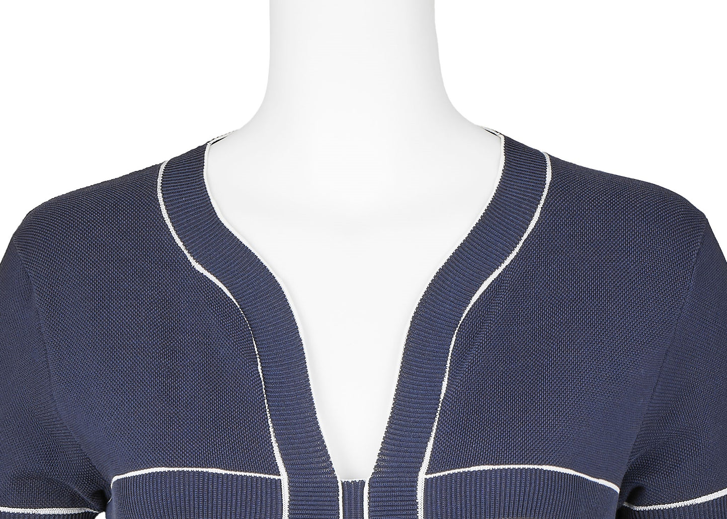 CHANEL One Piece Dress, Bicolor, Cotton, Navy, Gold-Tone Hardware, Pre-Owned - Vintage La Charme