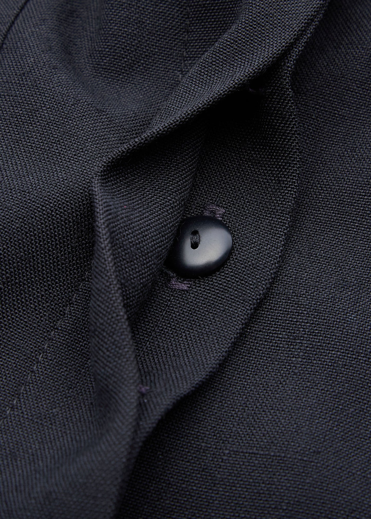 CHANEL Collarless Jacket, Outerwear Coat, Long Sleeve, Linen, Black, Gold-Tone Hardware, Pre-Owned - Vintage La Charme