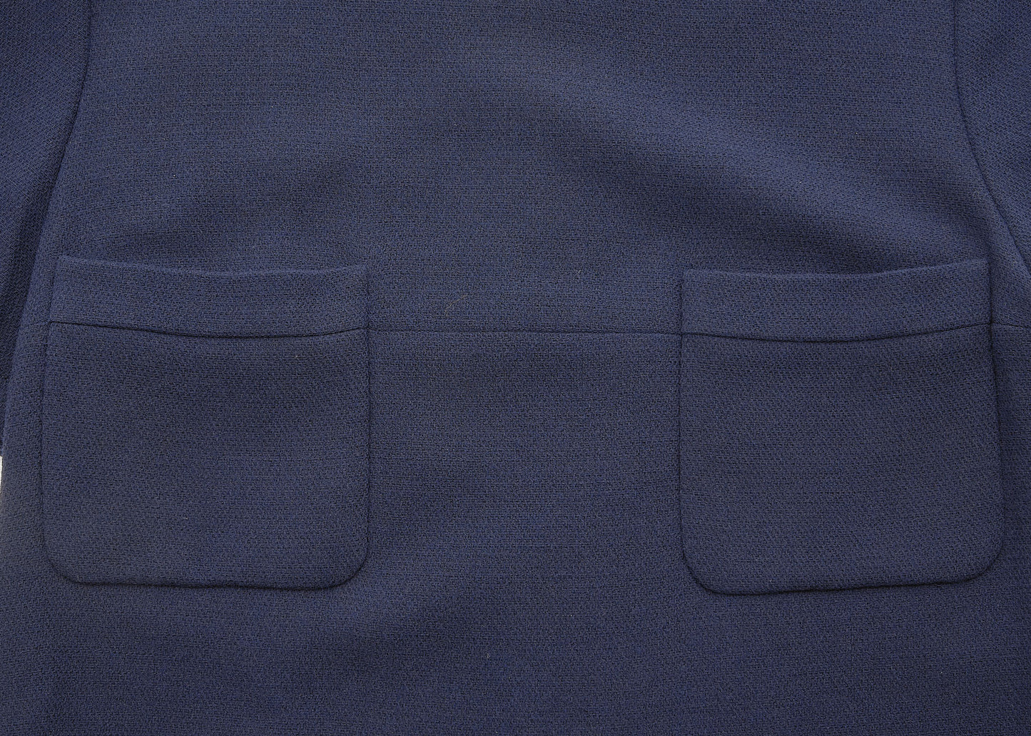 CHANEL Dress, Coco Button Pleated, Wool, Navy, Gold-Tone Hardware, Pre-Owned - Vintage La Charme