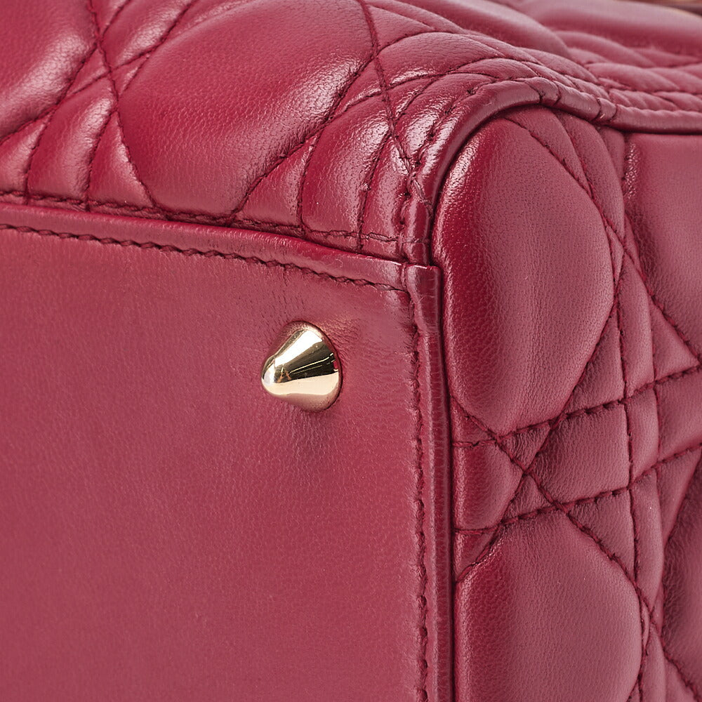 Dior Lady Dior Cannage 2WAY Handbag Lambskin Bordeaux Gold-Tone Hardware Pre-Owned - Vintage La Charme