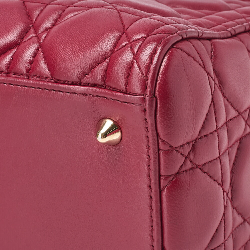 Dior Lady Dior Cannage 2WAY Handbag Lambskin Bordeaux Gold-Tone Hardware Pre-Owned - Vintage La Charme