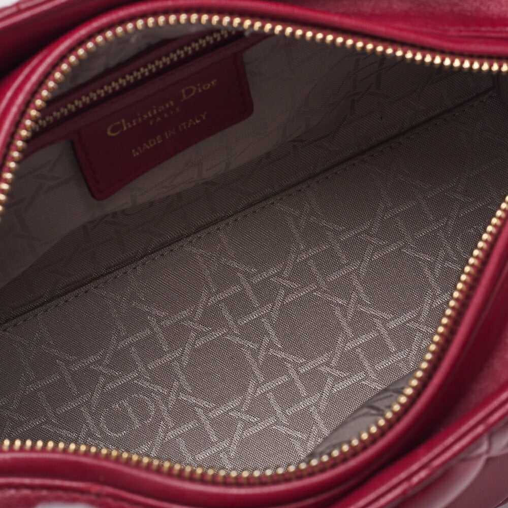Dior Lady Dior Cannage 2WAY Handbag Lambskin Bordeaux Gold-Tone Hardware Pre-Owned - Vintage La Charme
