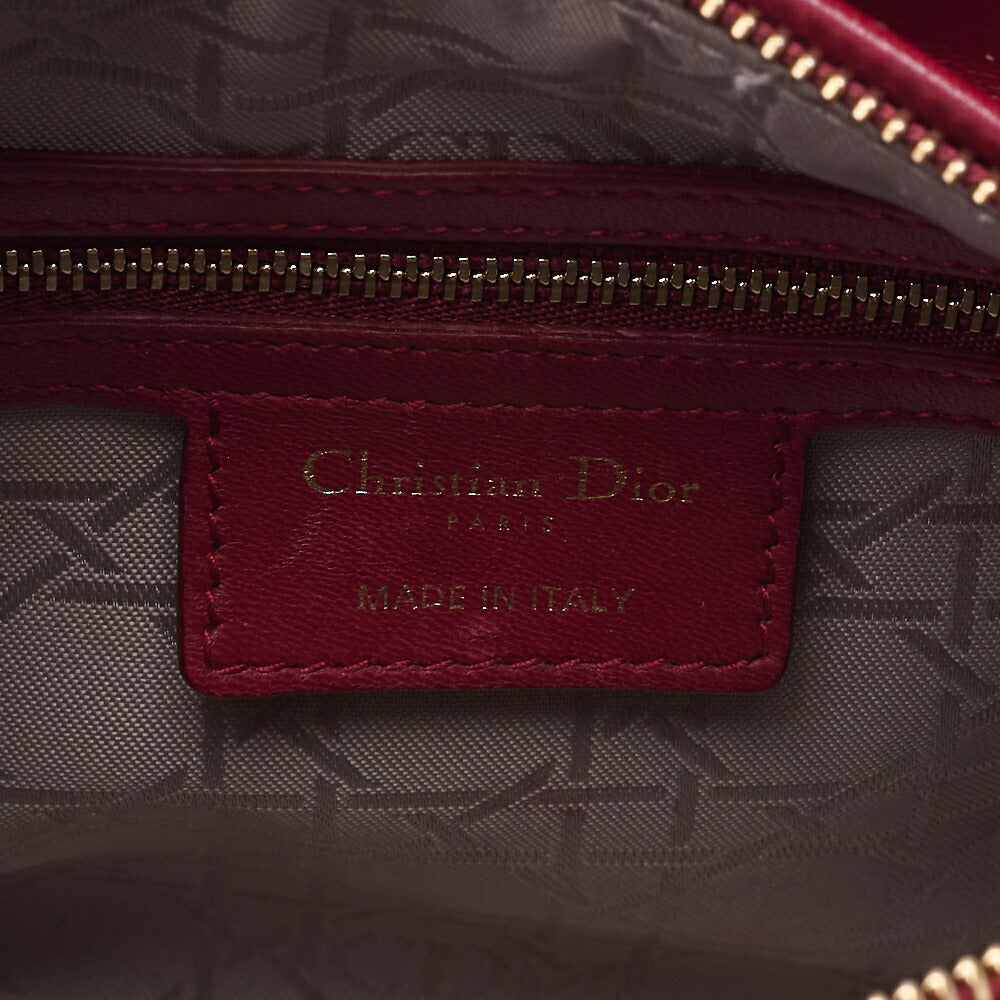 Dior Lady Dior Cannage 2WAY Handbag Lambskin Bordeaux Gold-Tone Hardware Pre-Owned - Vintage La Charme