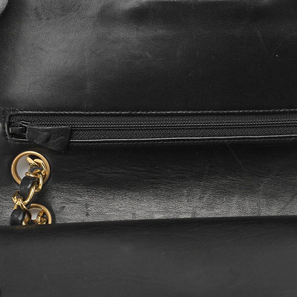 CHANEL Chain Shoulder Bag Matelasse Double Flap Lambskin Black Gold-Tone Hardware Pre-Owned - Vintage La Charme