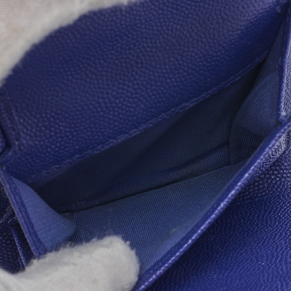 CHANEL Compact Wallet, Matelasse, Tri-Fold, Caviar Skin, Blue, Gold-Tone Hardware, Pre-Owned - Vintage La Charme