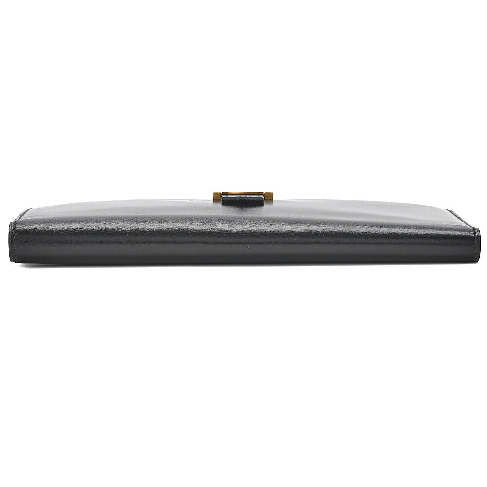HERMES Bearn Soufflet Two-Fold Long Wallet Box Calf Black Gold-Tone Hardware Pre-Owned - Vintage La Charme