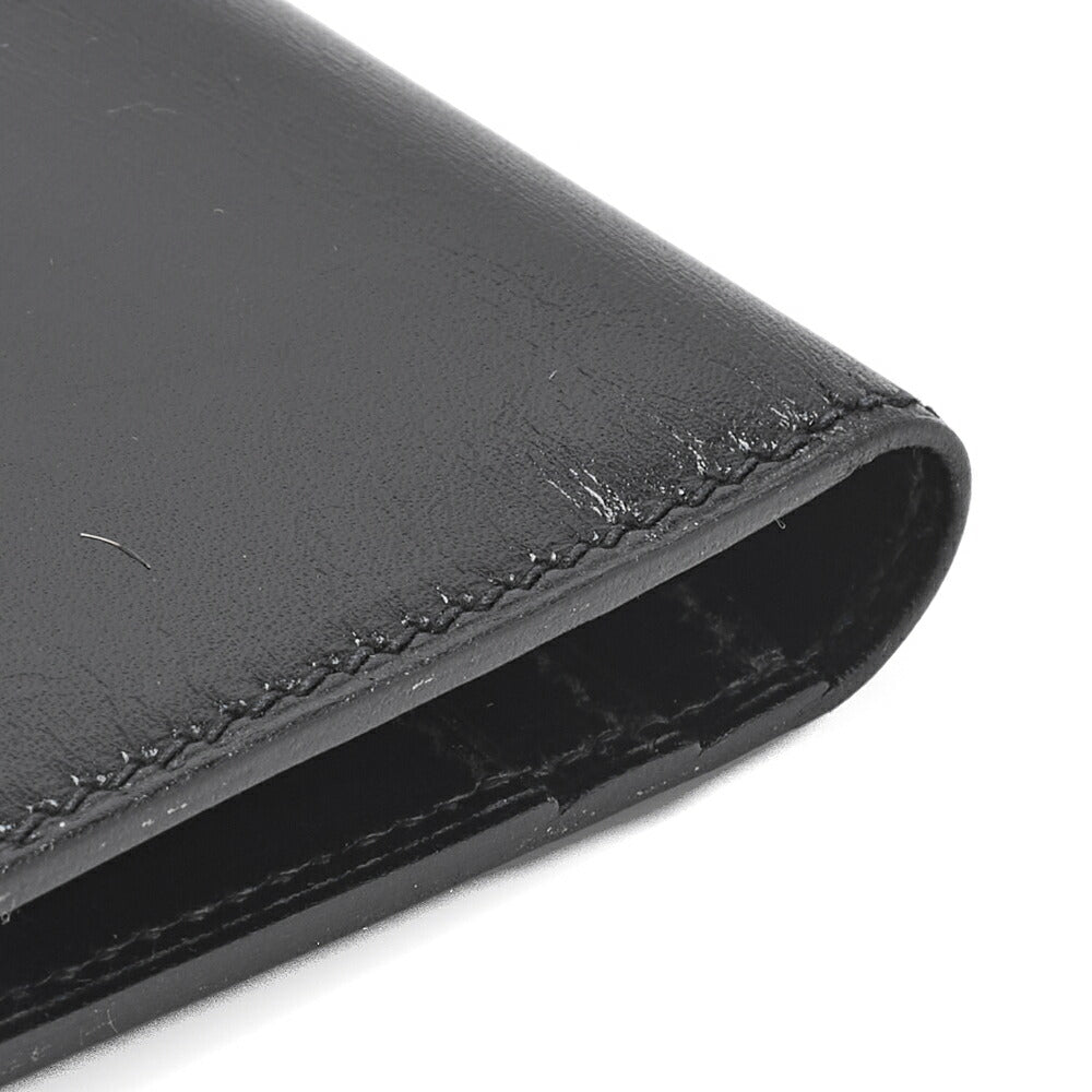 HERMES Bearn Soufflet Two-Fold Long Wallet Box Calf Black Gold-Tone Hardware Pre-Owned - Vintage La Charme