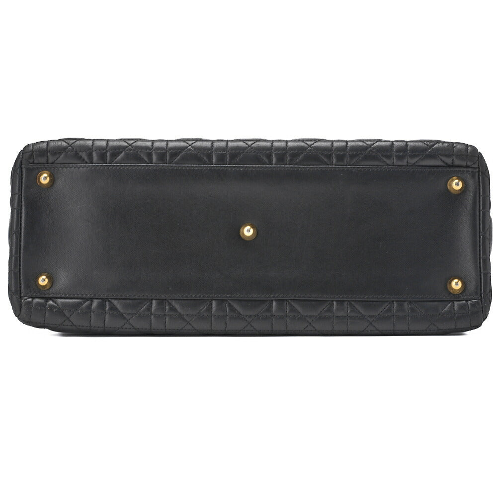 Dior Lady Dior Cannage 2WAY Handbag Lambskin Black Gold-Tone Hardware Pre-Owned - Vintage La Charme