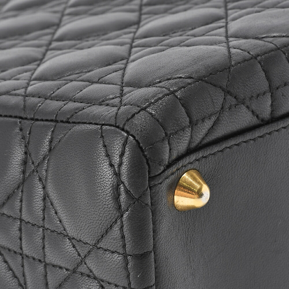 Dior Lady Dior Cannage 2WAY Handbag Lambskin Black Gold-Tone Hardware Pre-Owned - Vintage La Charme