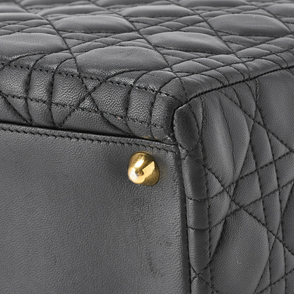 Dior Lady Dior Cannage 2WAY Handbag Lambskin Black Gold-Tone Hardware Pre-Owned - Vintage La Charme