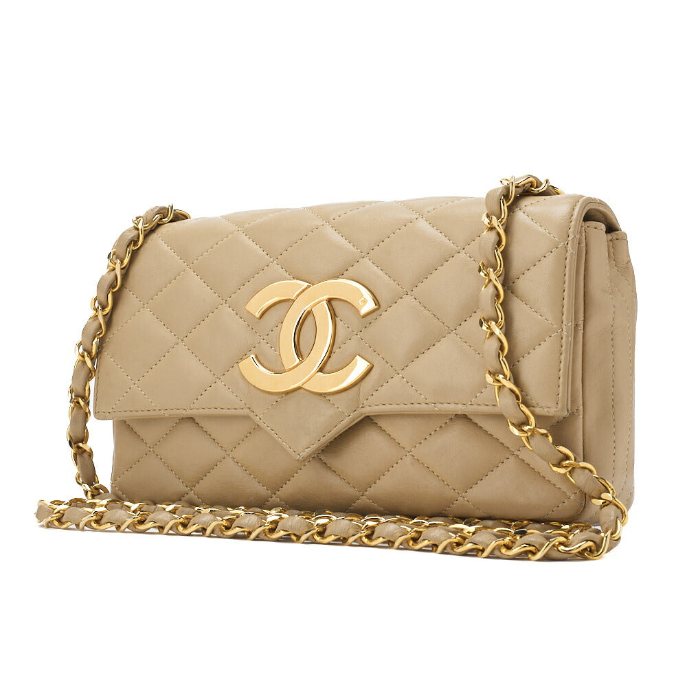 CHANEL Shoulder Bag, Matelasse, Coco Push Lock, Lambskin, Beige, Gold-Tone Hardware, Pre-Owned - Vintage La Charme