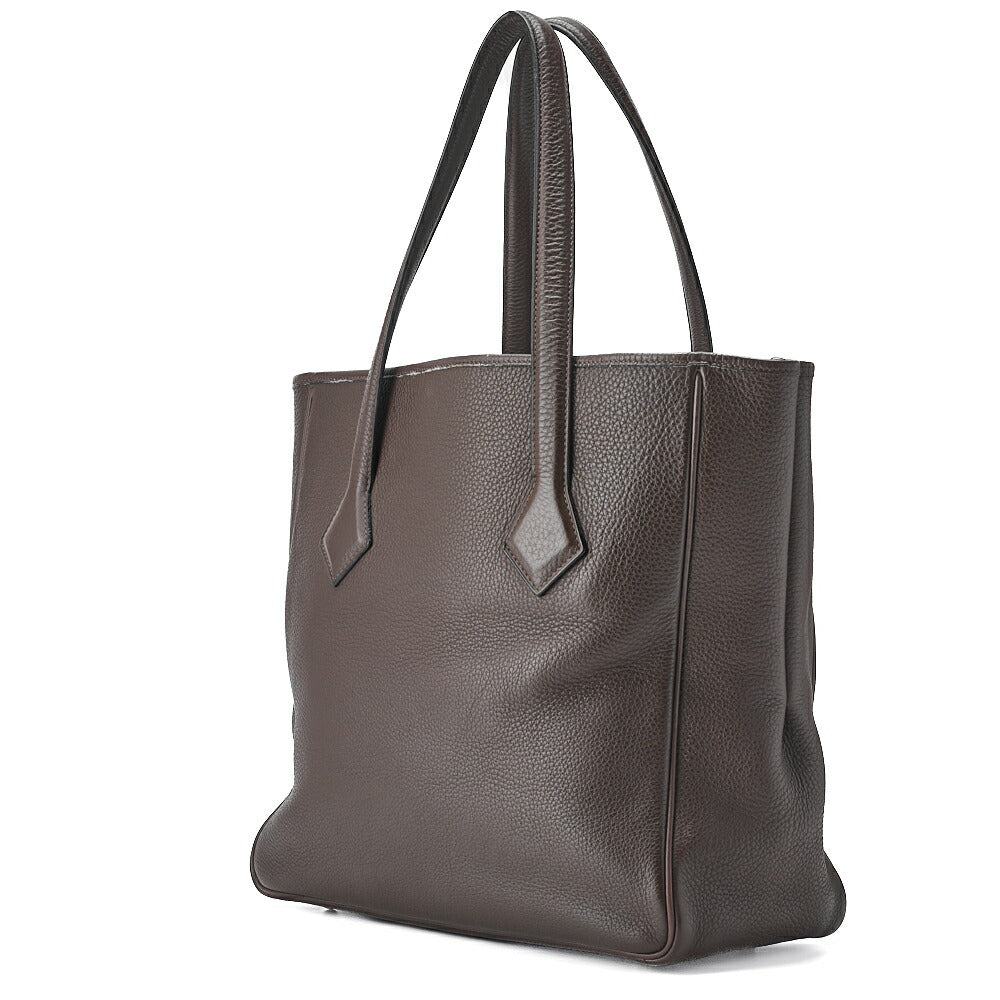 HERMES Victoria Cavas Tote Bag Tryon Clemence Havana Silver-Tone Hardware Pre-Owned - Vintage La Charme