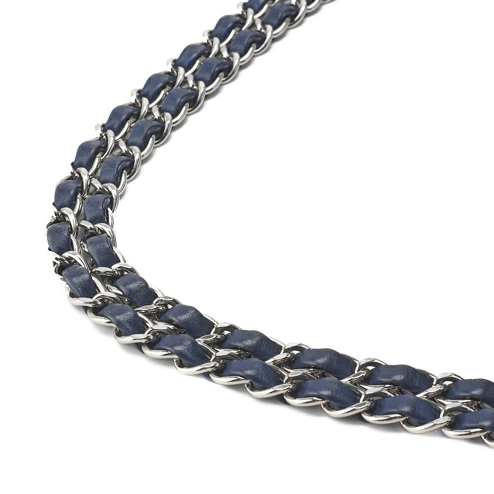 CHANEL Chain Shoulder Bag Matelasse Wild Stitch Deca Coco Lambskin Navy Silver-Tone Hardware Pre-Owned - Vintage La Charme