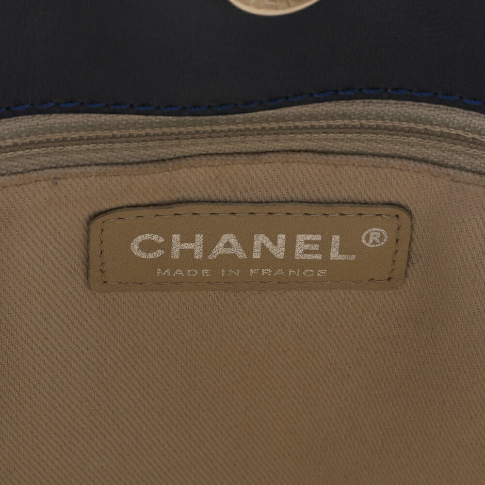 CHANEL Chain Shoulder Bag Matelasse Wild Stitch Deca Coco Lambskin Navy Silver-Tone Hardware Pre-Owned - Vintage La Charme