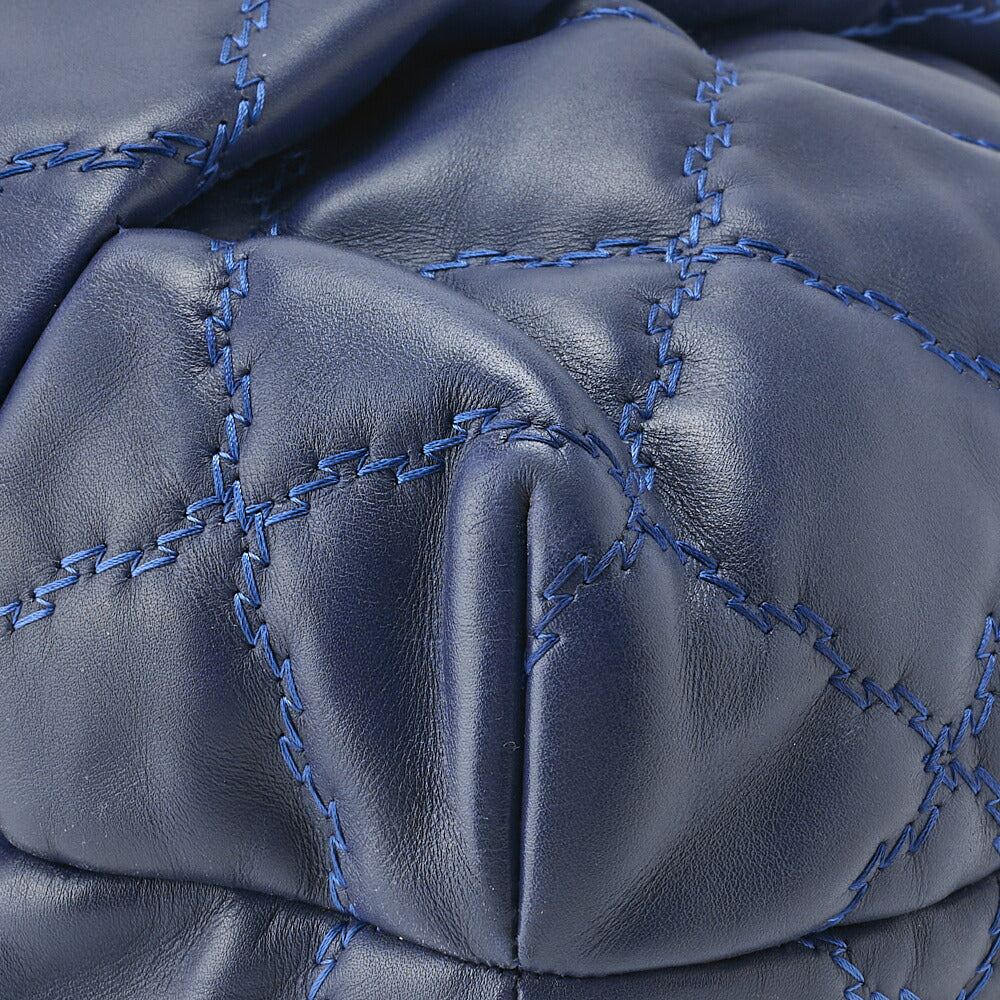 CHANEL Chain Shoulder Bag Matelasse Wild Stitch Deca Coco Lambskin Navy Silver-Tone Hardware Pre-Owned - Vintage La Charme