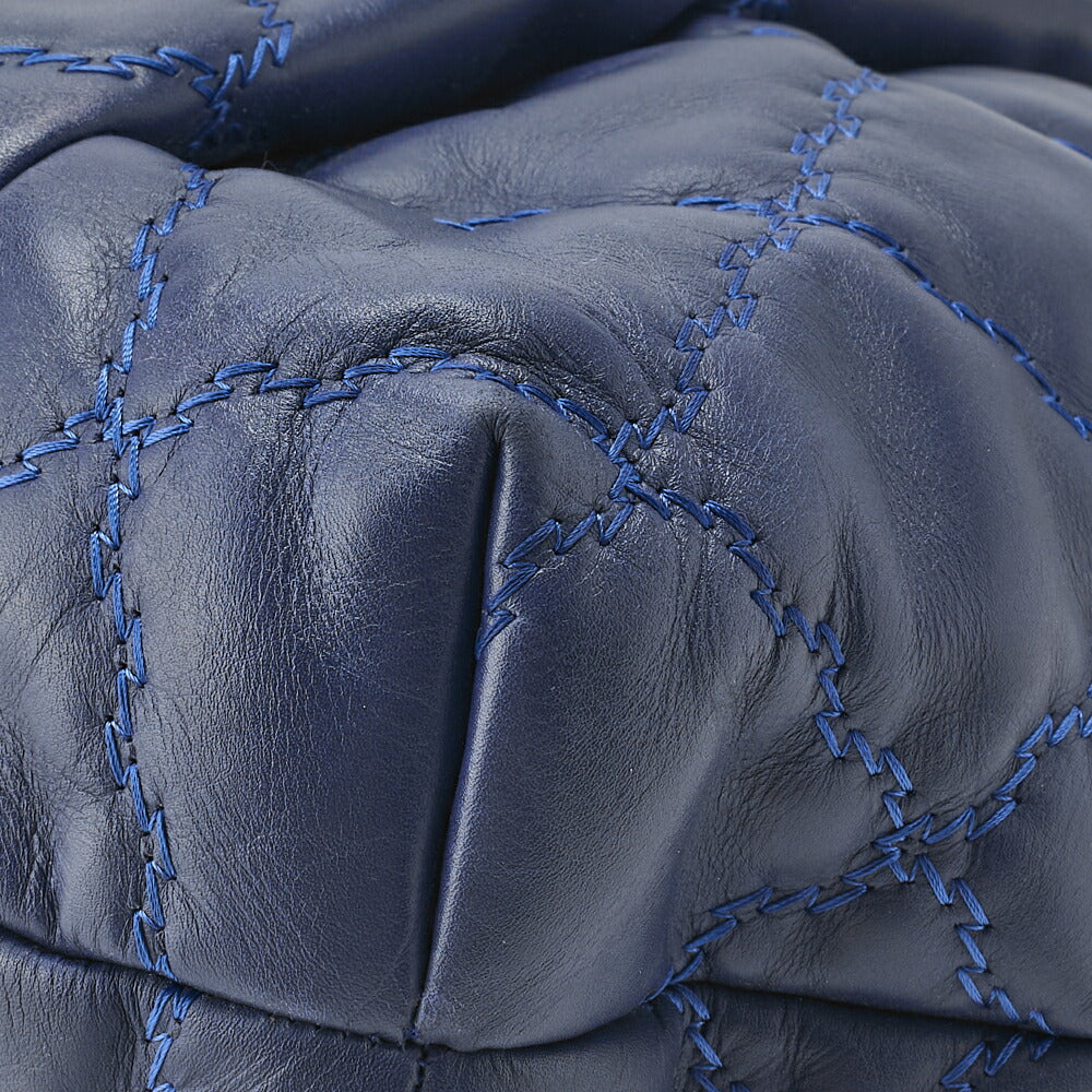 CHANEL Chain Shoulder Bag Matelasse Wild Stitch Deca Coco Lambskin Navy Silver-Tone Hardware Pre-Owned - Vintage La Charme