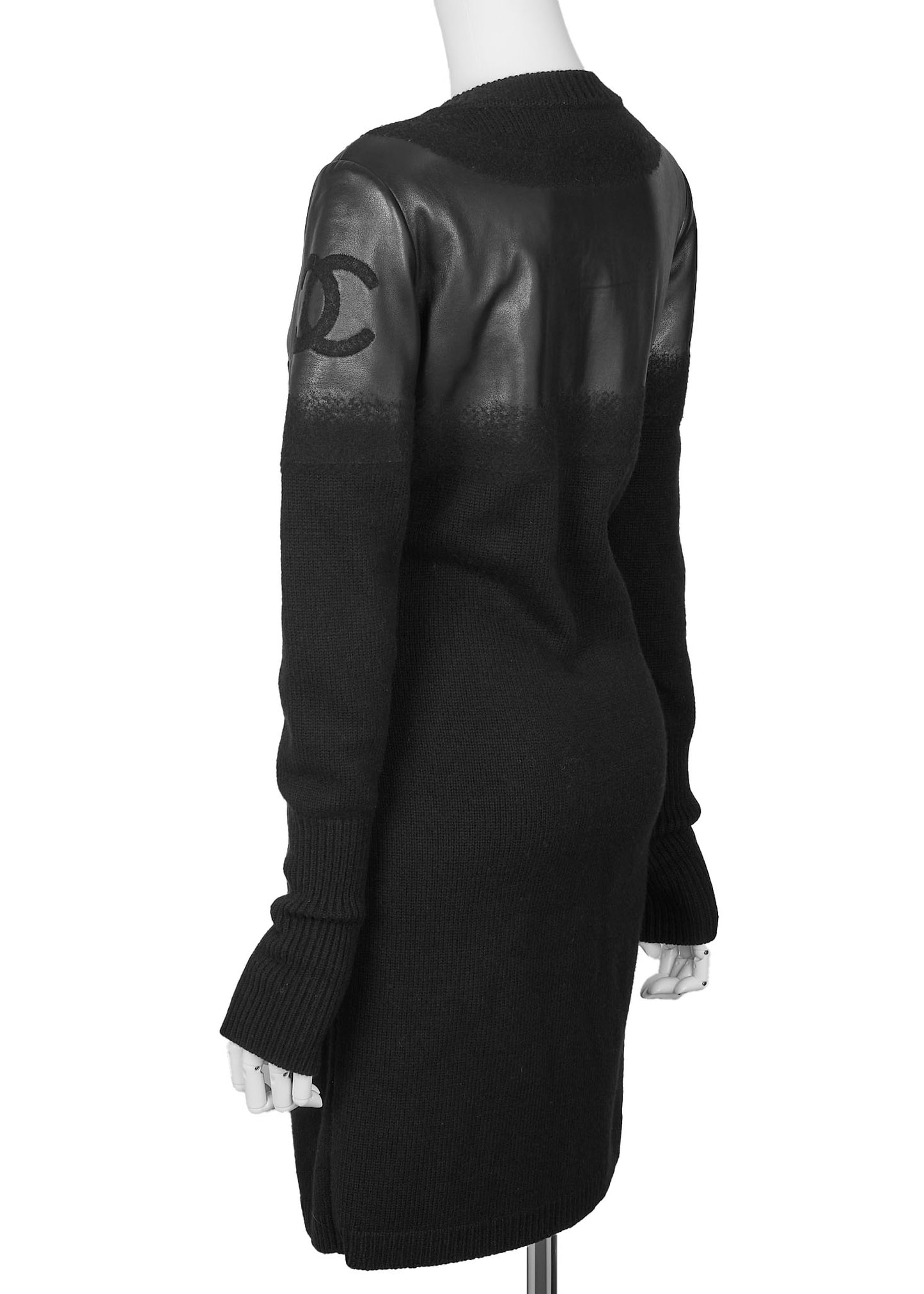 CHANEL Outerwear Coat, Coco Mark, Leather, Black, Silver-Tone Hardware, Pre-Owned - Vintage La Charme