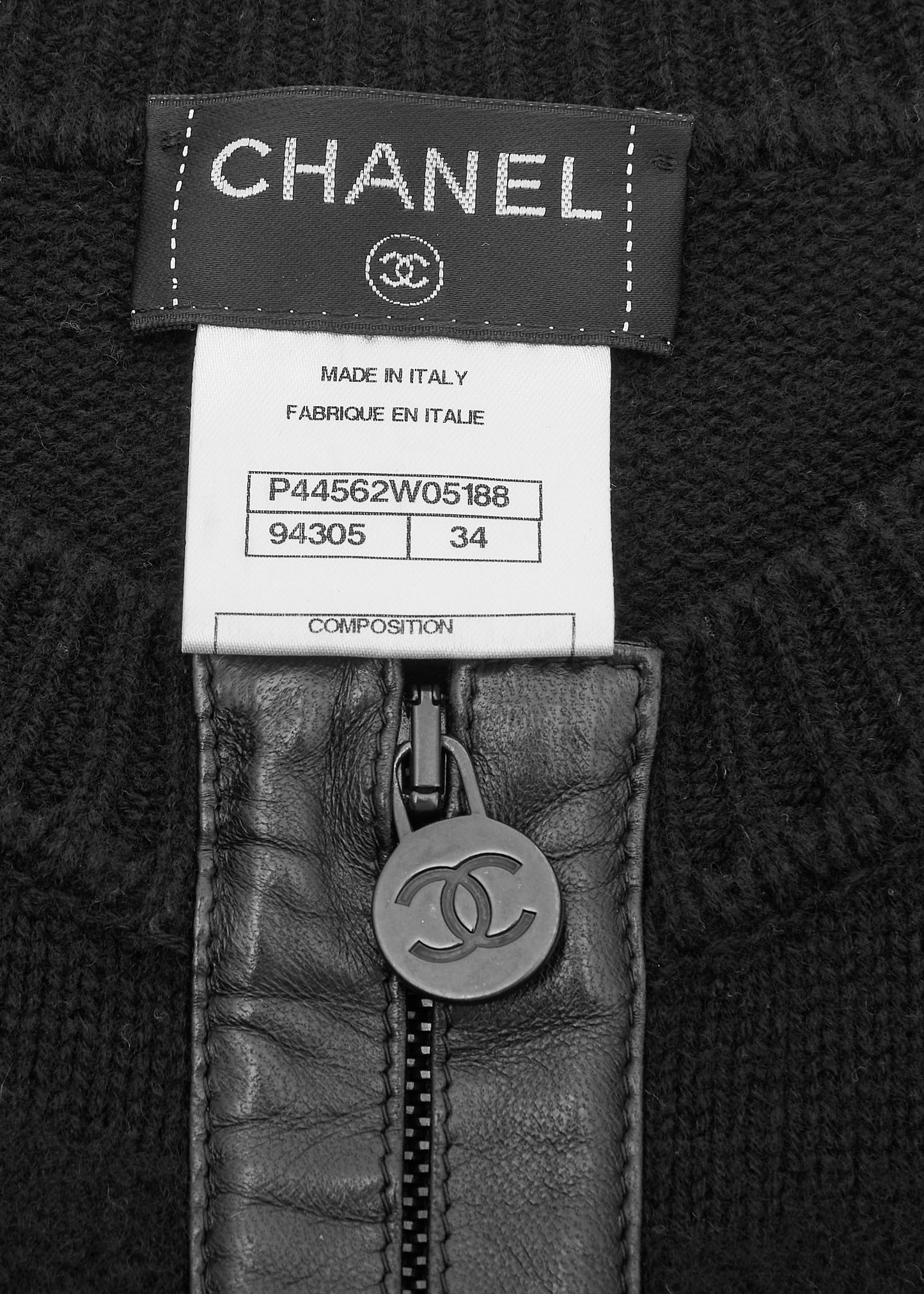 CHANEL Outerwear Coat, Coco Mark, Leather, Black, Silver-Tone Hardware, Pre-Owned - Vintage La Charme