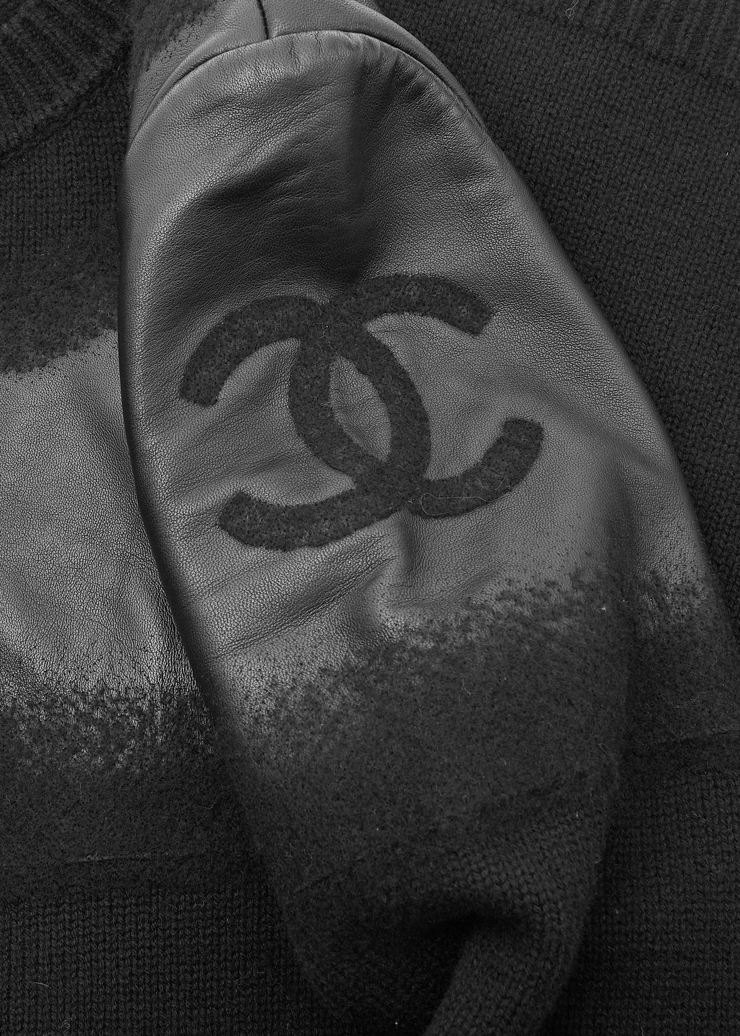 CHANEL Outerwear Coat, Coco Mark, Leather, Black, Silver-Tone Hardware, Pre-Owned - Vintage La Charme