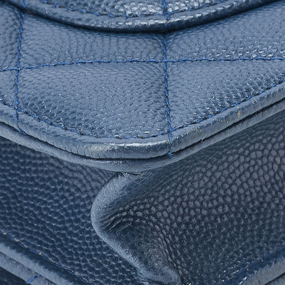 CHANEL Chain Wallet, Matelasse, Caviar Skin, Blue, Gold-Tone Hardware, Pre-Owned - Vintage La Charme