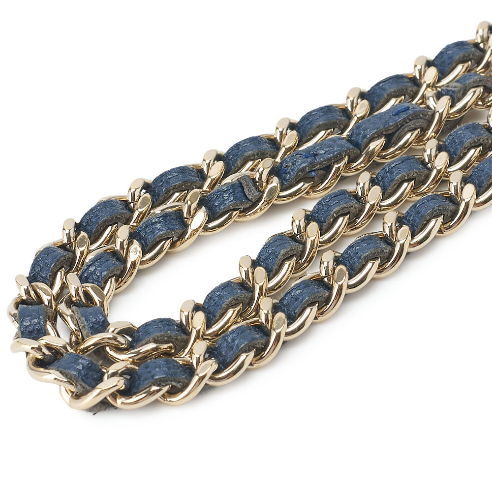 CHANEL Chain Wallet, Matelasse, Caviar Skin, Blue, Gold-Tone Hardware, Pre-Owned - Vintage La Charme