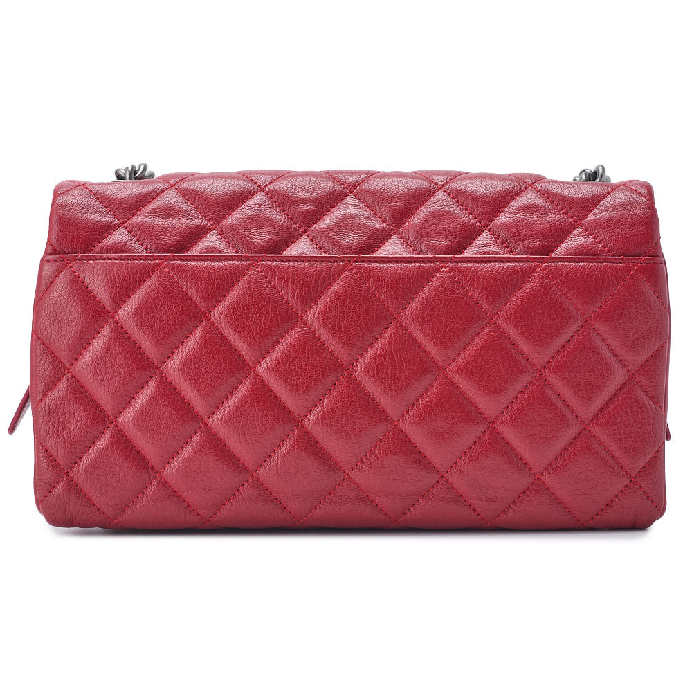 CHANEL Shoulder Bag Matelasse Full Flap Chain Shoulder Caviar Skin Red Silver-Tone Hardware Pre-Owned - Vintage La Charme