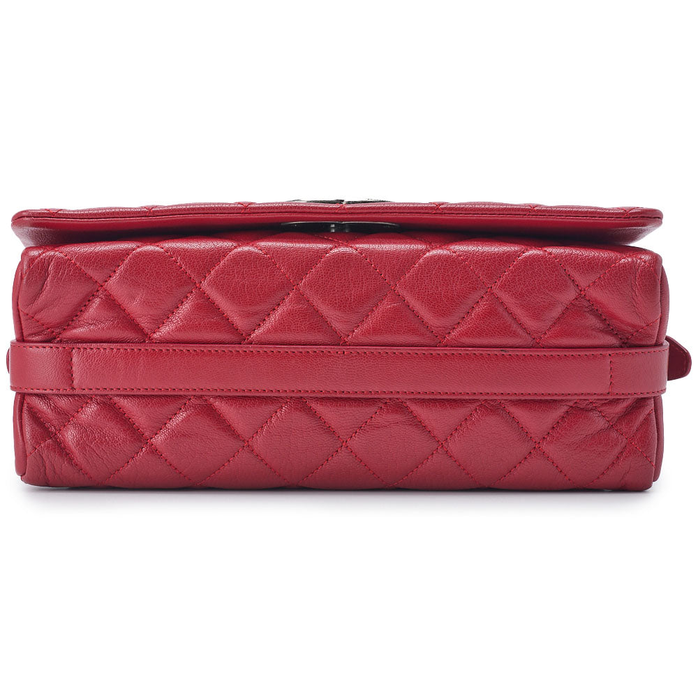 CHANEL Shoulder Bag Matelasse Full Flap Chain Shoulder Caviar Skin Red Silver-Tone Hardware Pre-Owned - Vintage La Charme