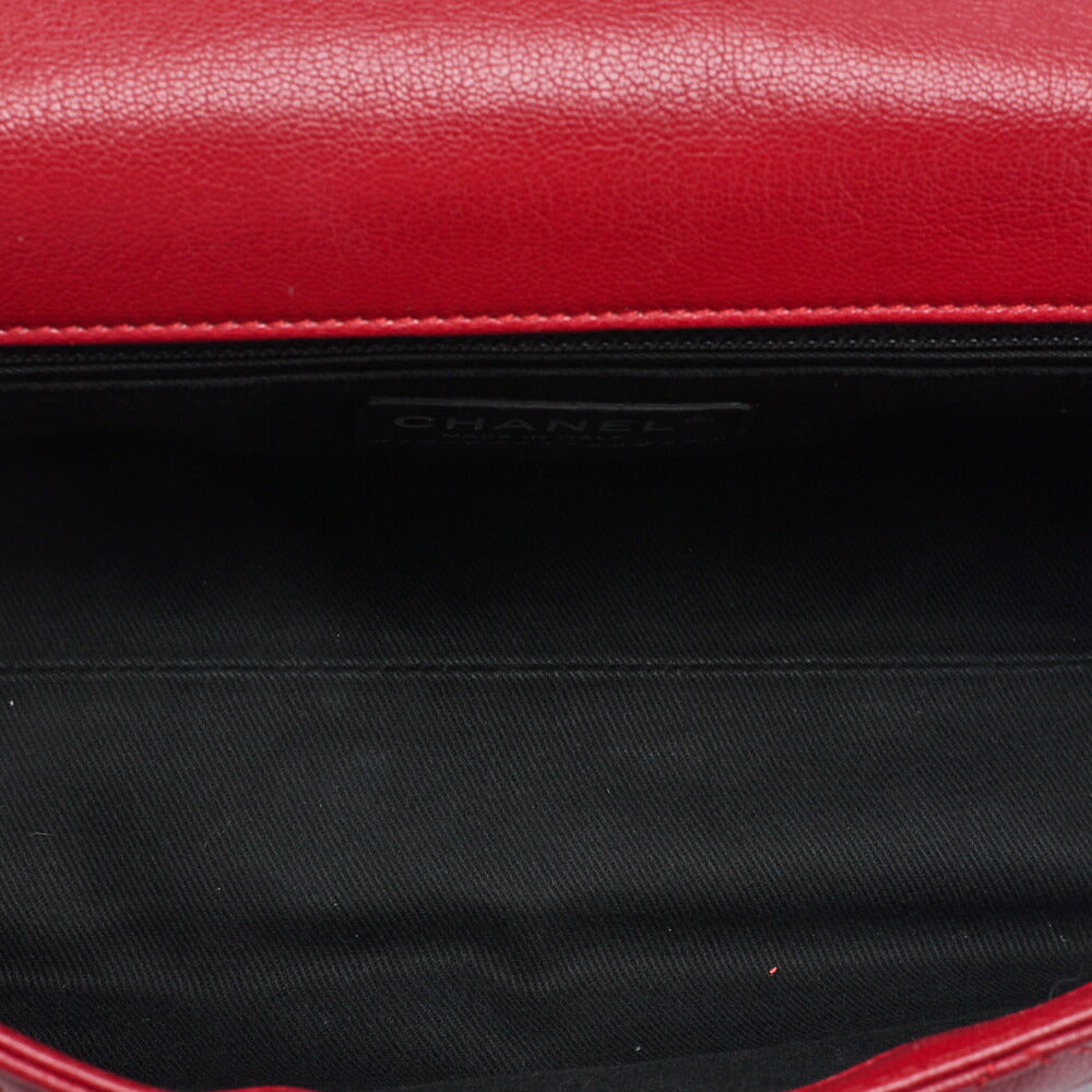 CHANEL Shoulder Bag Matelasse Full Flap Chain Shoulder Caviar Skin Red Silver-Tone Hardware Pre-Owned - Vintage La Charme