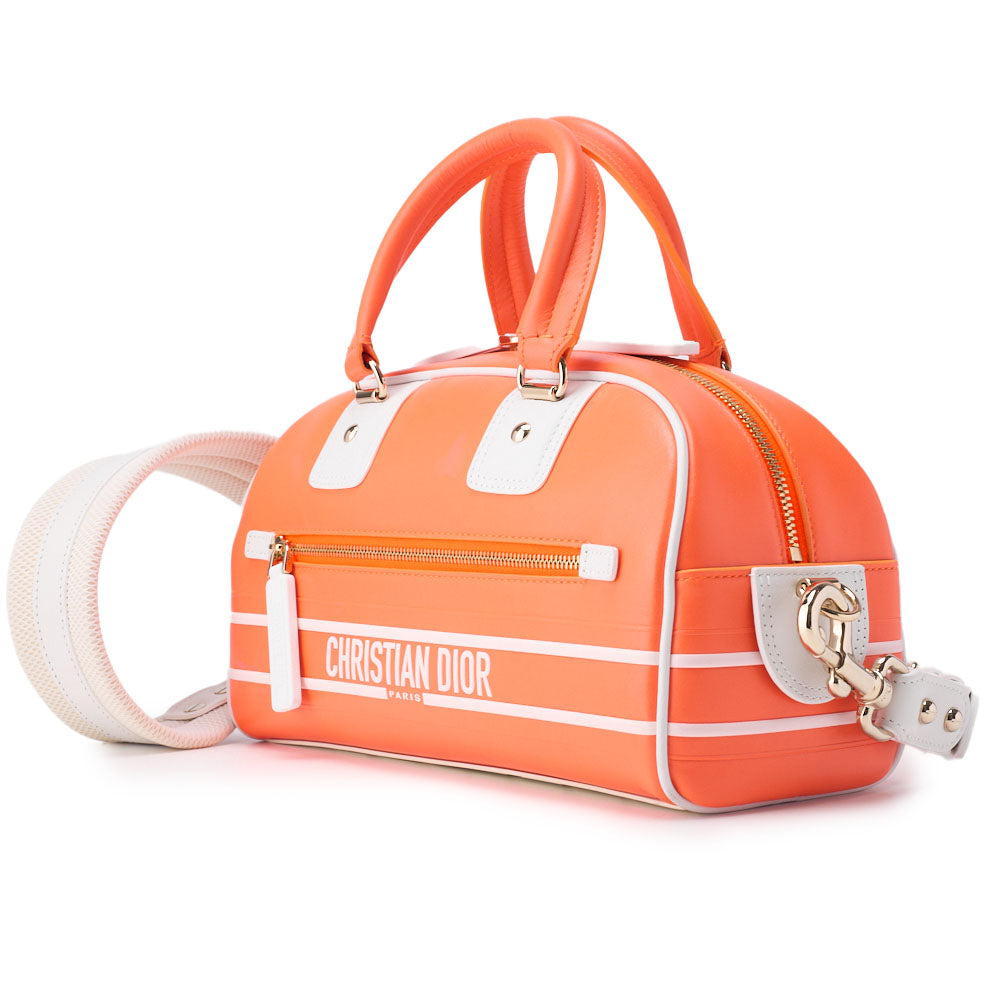 Dior Mini Boston Bag, 2WAY, Leather, Rubber, Orange, Gold-Tone Hardware, Pre-Owned - Vintage La Charme