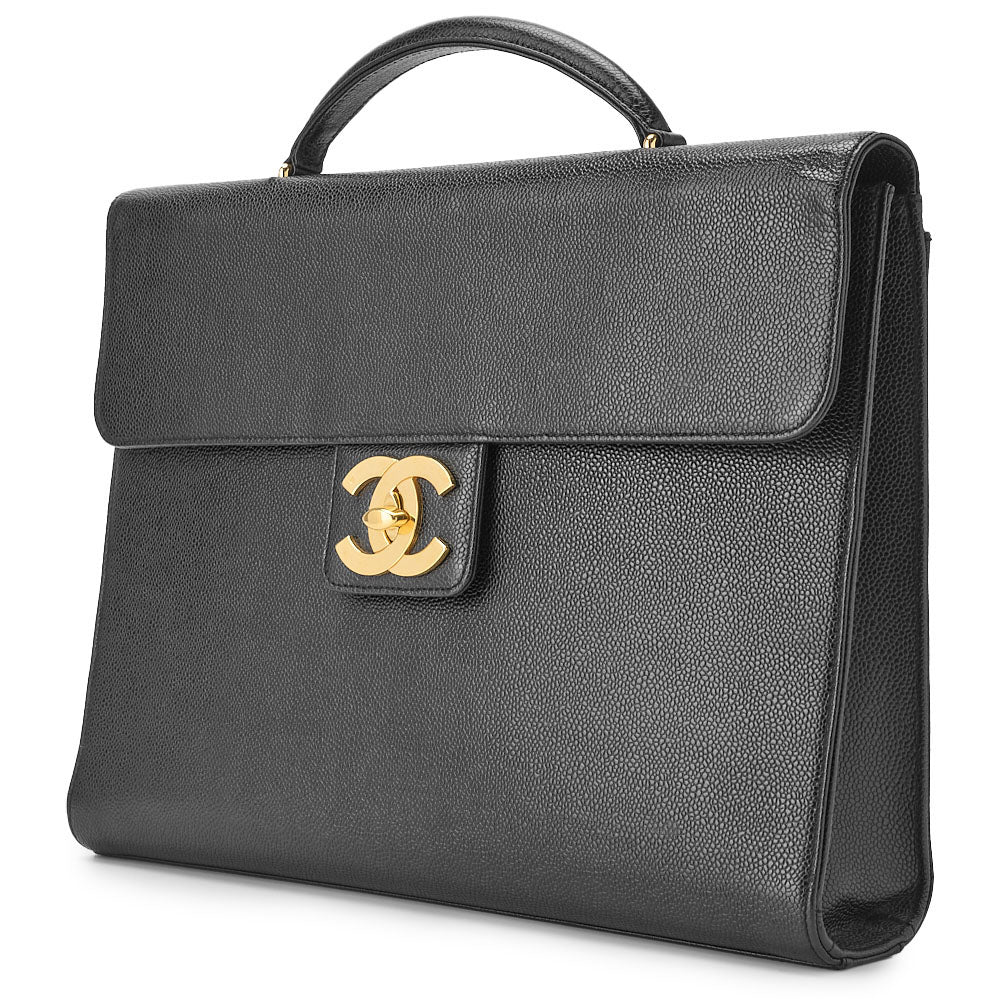 CHANEL Business Bag, Decacoco Turn Lock, Caviar Leather, Black, Gold-Tone Hardware, Pre-Owned - Vintage La Charme