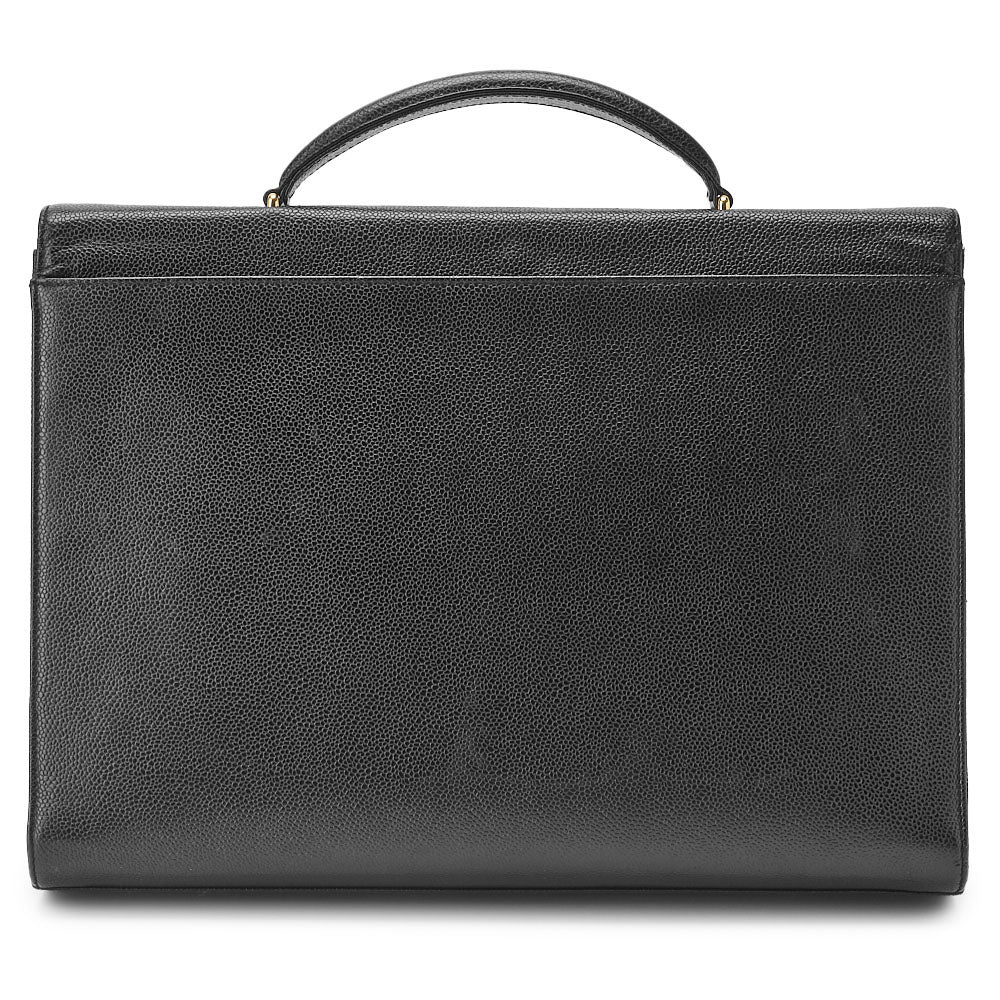 CHANEL Business Bag, Decacoco Turn Lock, Caviar Leather, Black, Gold-Tone Hardware, Pre-Owned - Vintage La Charme