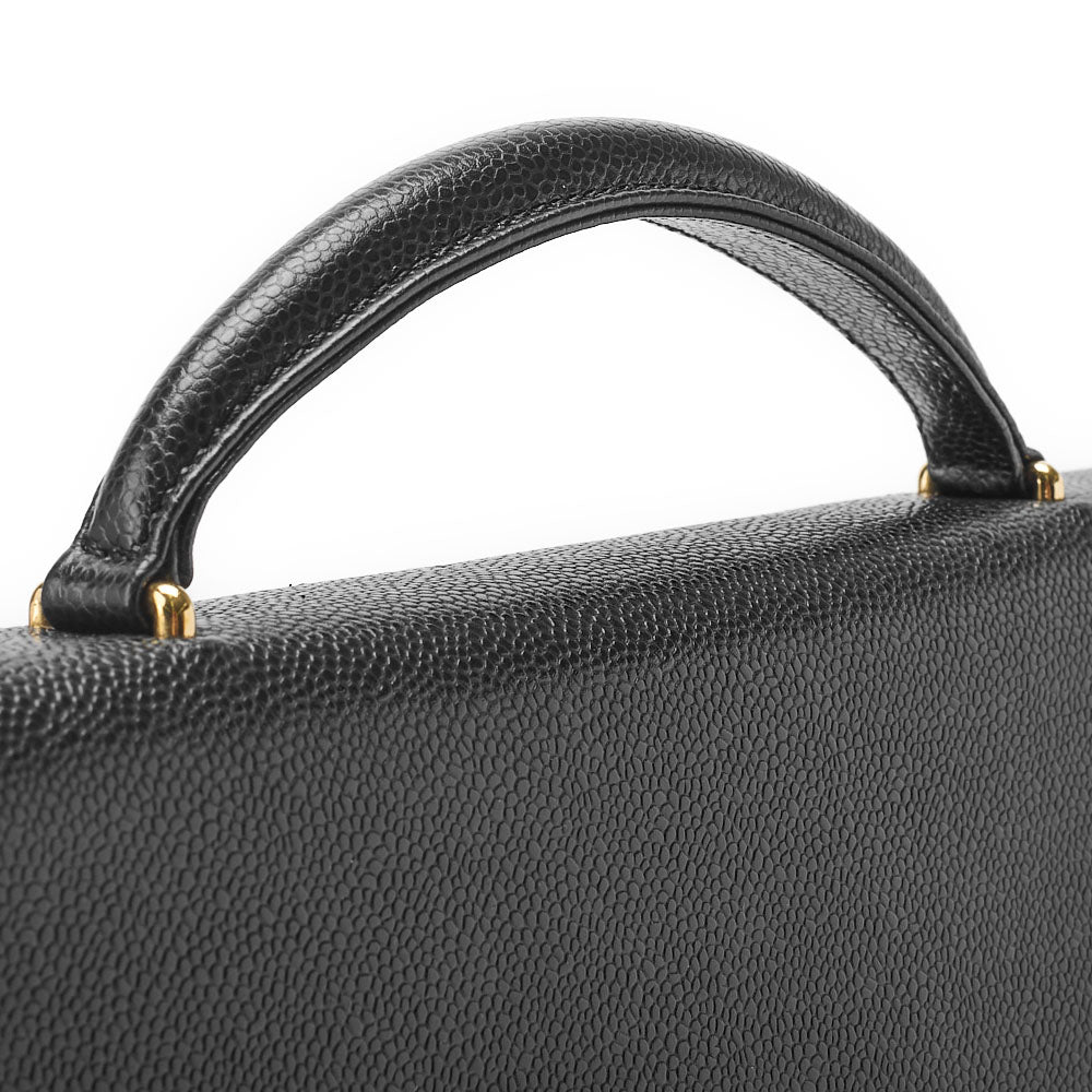 CHANEL Business Bag, Decacoco Turn Lock, Caviar Leather, Black, Gold-Tone Hardware, Pre-Owned - Vintage La Charme