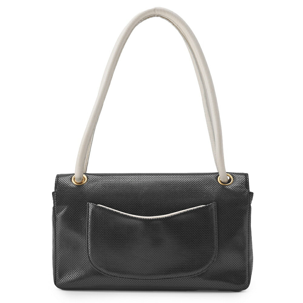 CHANEL Shoulder Bag, Punching, Leather, Black, Gold-Tone Hardware, Pre-Owned - Vintage La Charme