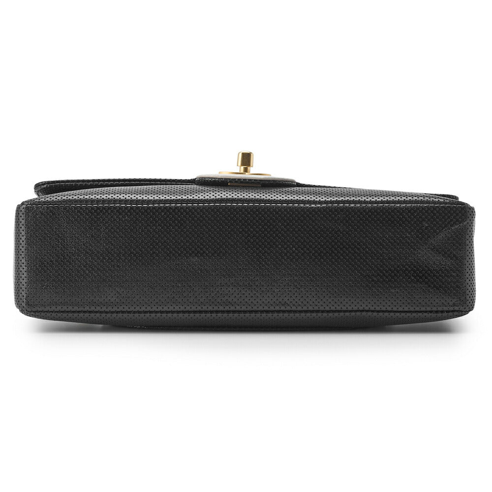 CHANEL Shoulder Bag, Punching, Leather, Black, Gold-Tone Hardware, Pre-Owned - Vintage La Charme