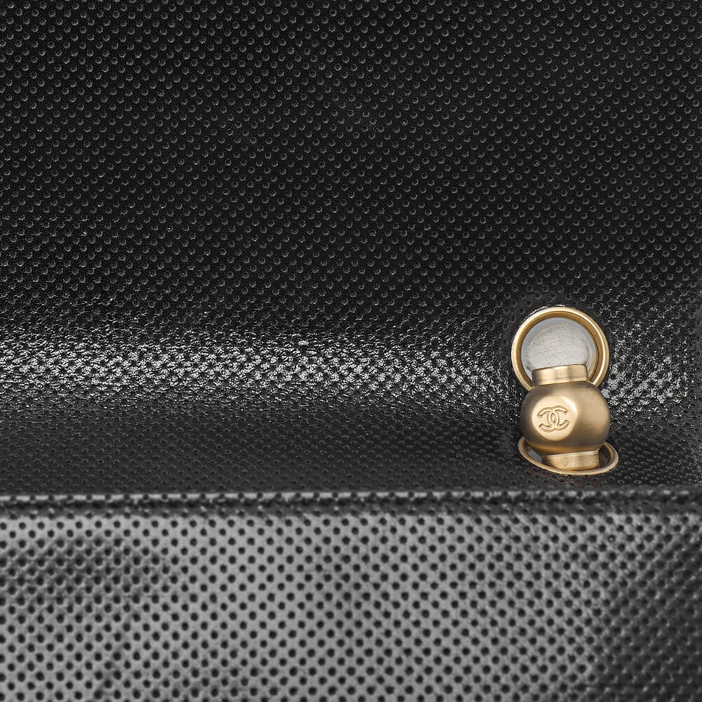 CHANEL Shoulder Bag, Punching, Leather, Black, Gold-Tone Hardware, Pre-Owned - Vintage La Charme
