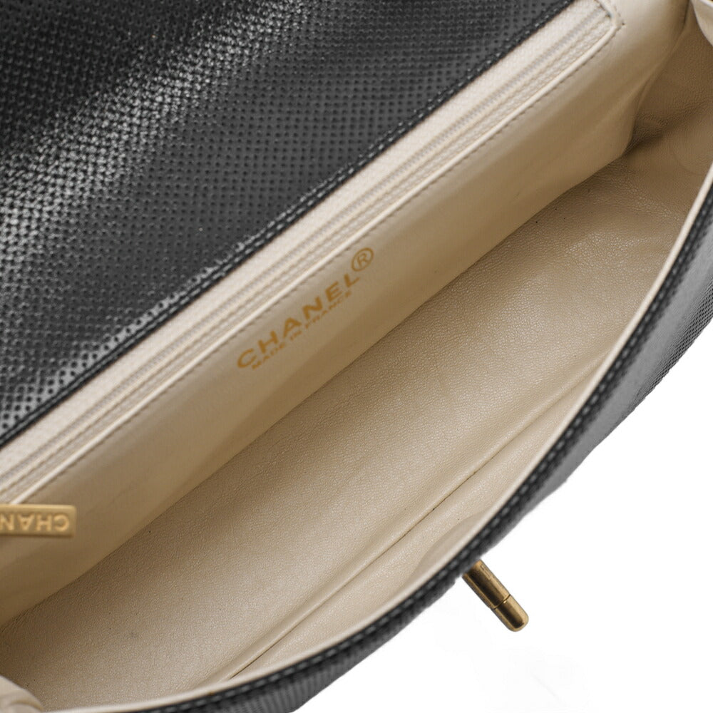 CHANEL Shoulder Bag, Punching, Leather, Black, Gold-Tone Hardware, Pre-Owned - Vintage La Charme