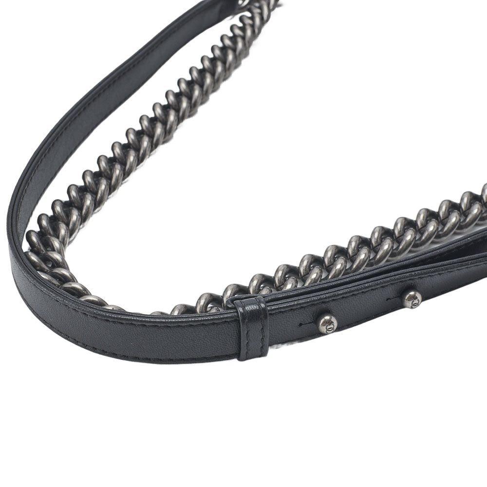 CHANEL Boy Chanel Matelasse Chain Shoulder Lambskin Black Gold-Tone Hardware Pre-Owned - Vintage La Charme