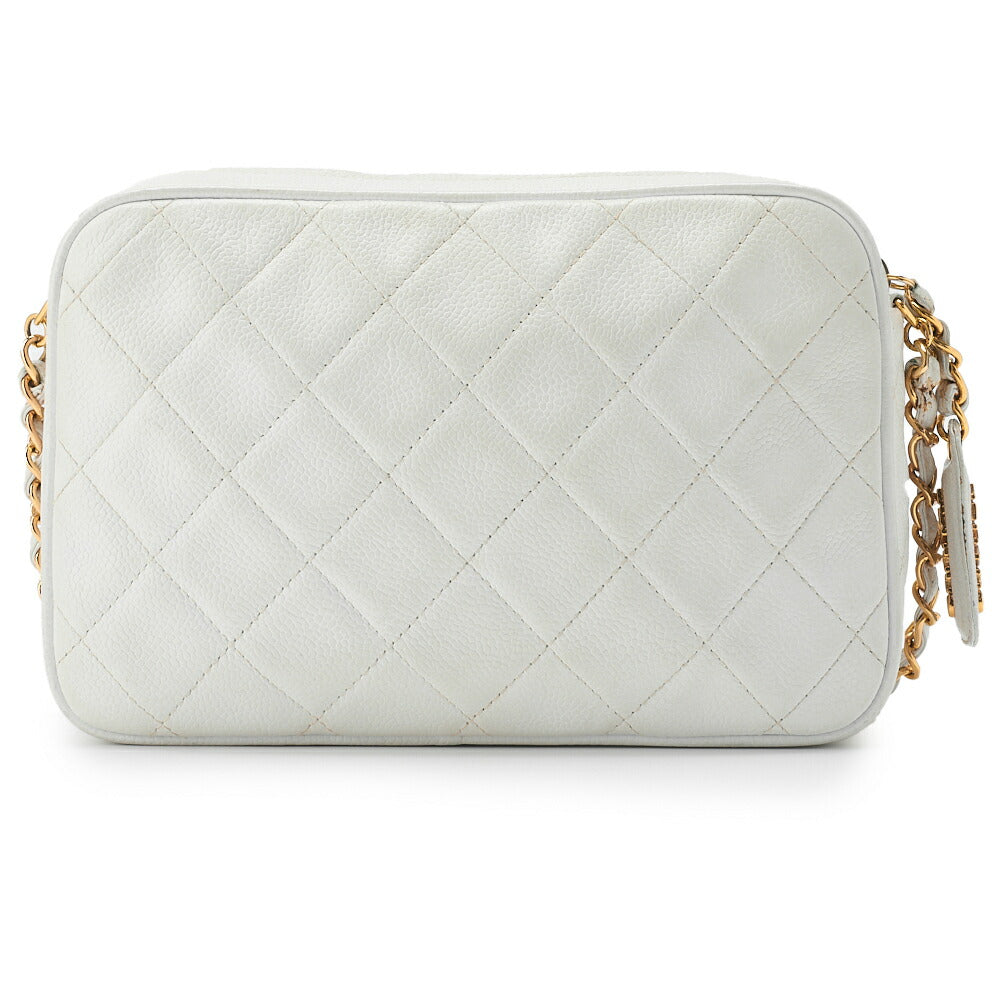 CHANEL Shoulder Bag Matelasse Turn Lock Chain Shoulder Caviar Skin White Gold-Tone Hardware Pre-Owned - Vintage La Charme
