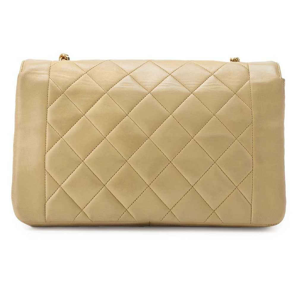 CHANEL Diana Flap Chain Shoulder Bag, Lambskin, Beige, Gold-Tone Hardware, Pre-Owned - Vintage La Charme