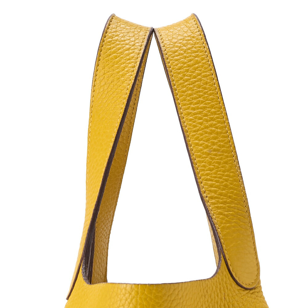HERMES Picotin MM Handbag Tryon Clemence Jaune Ambre Silver-Tone Hardware Pre-Owned - Vintage La Charme