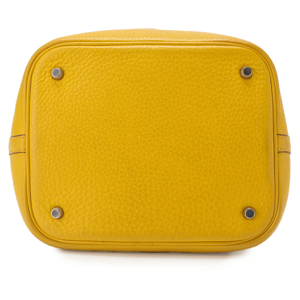 HERMES Picotin MM Handbag Tryon Clemence Jaune Ambre Silver-Tone Hardware Pre-Owned - Vintage La Charme