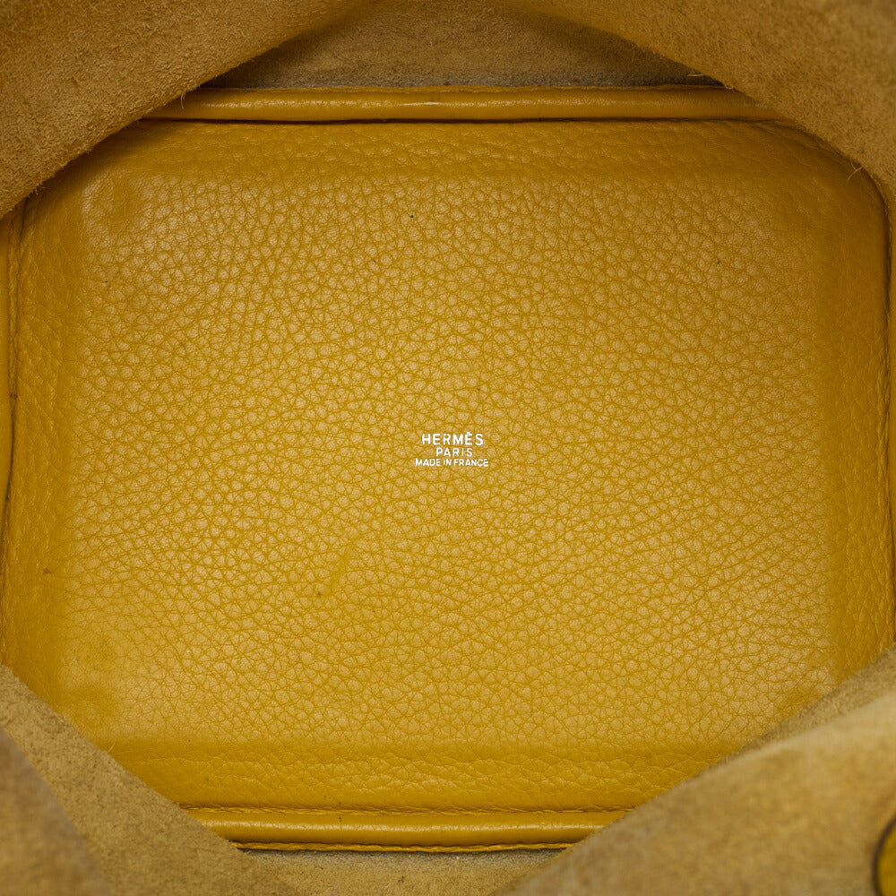HERMES Picotin MM Handbag Tryon Clemence Jaune Ambre Silver-Tone Hardware Pre-Owned - Vintage La Charme