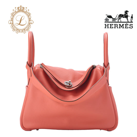 HERMES Lindy 30 2WAY Shoulder Bag Tryon Clemence Crevette Silver-Tone Hardware Pre-Owned - Vintage La Charme