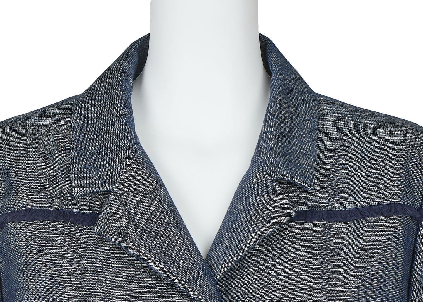 CHANEL Denim Jacket, Coco Button Fringe, Cotton Blend, Blue, Silver-Tone Hardware, Pre-Owned - Vintage La Charme