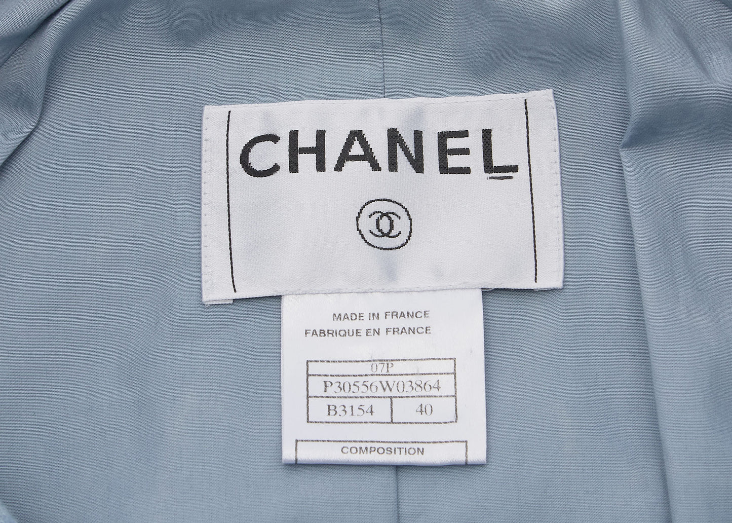 Chanel Jacket, Long Sleeve, Tweed Denim, Cotton, Blue, Gold-Tone Hardware, Pre-Owned - Vintage La Charme