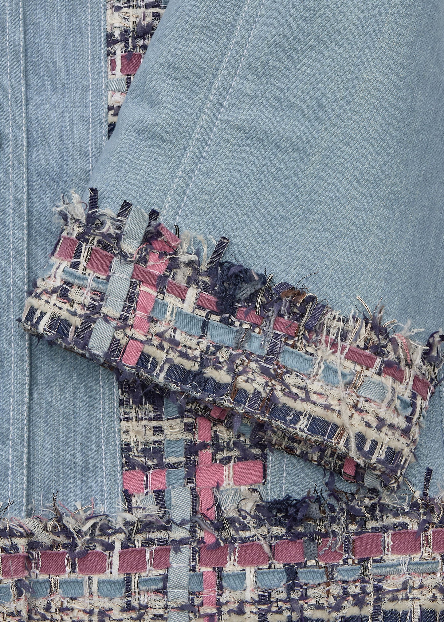 Chanel Jacket, Long Sleeve, Tweed Denim, Cotton, Blue, Gold-Tone Hardware, Pre-Owned - Vintage La Charme