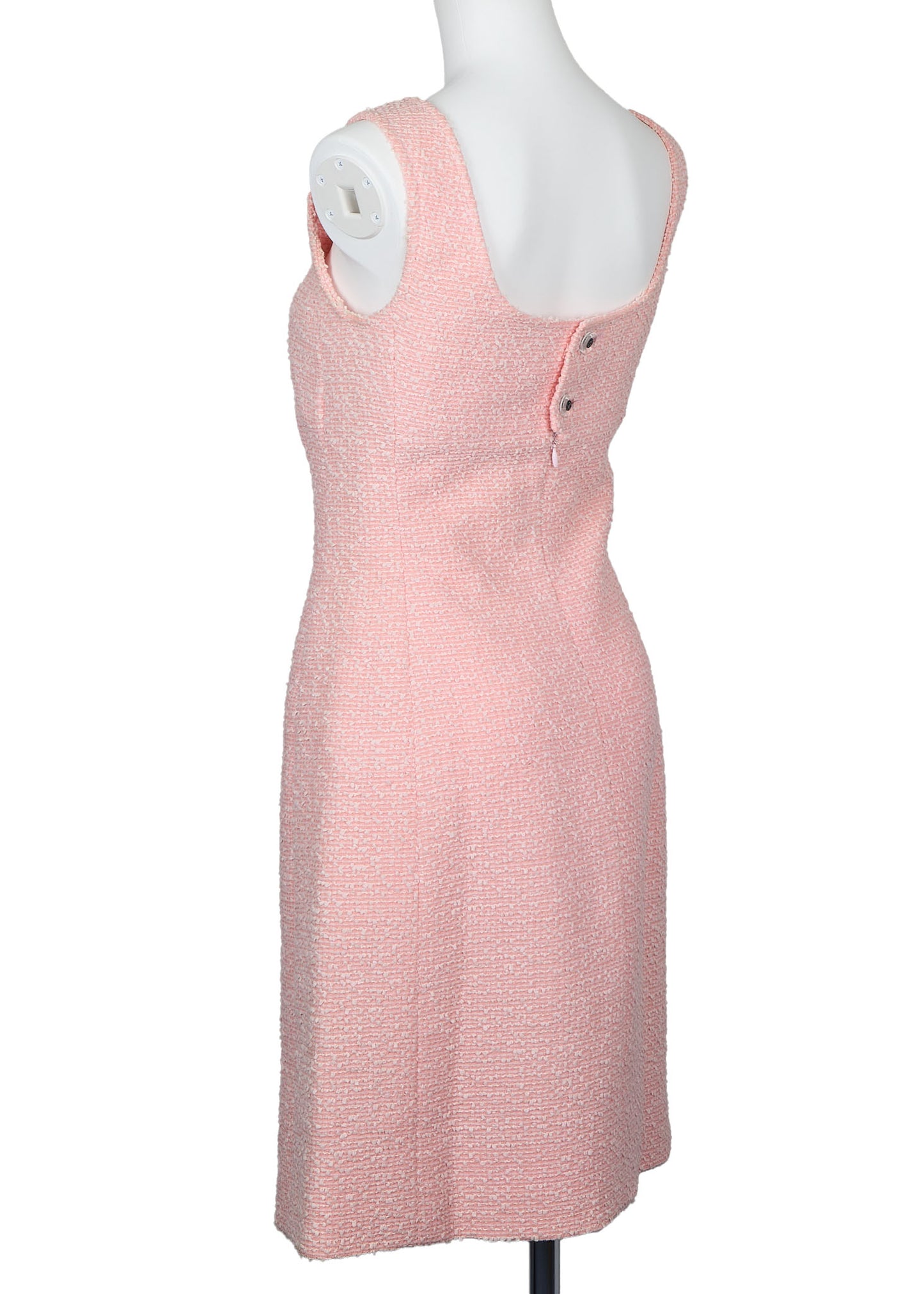 CHANEL Sleeveless Dress, Coco Button, Wool Nylon Blend, Pink, Pre-Owned - Vintage La Charme