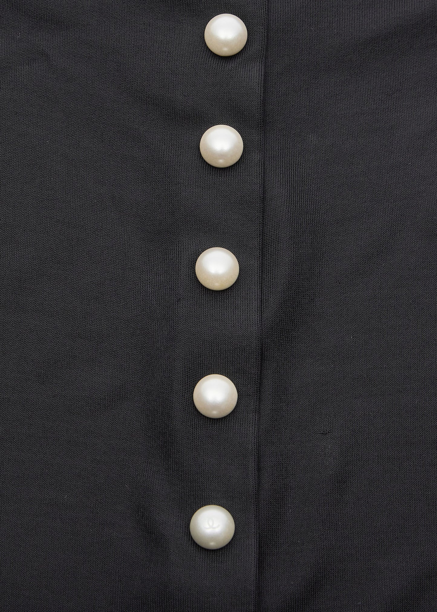 Chanel Long Sleeve T-Shirt, High Neck, Cut-and-Sew, Silk Blend, Black, Silver-Tone Hardware, Pre-Owned - Vintage La Charme