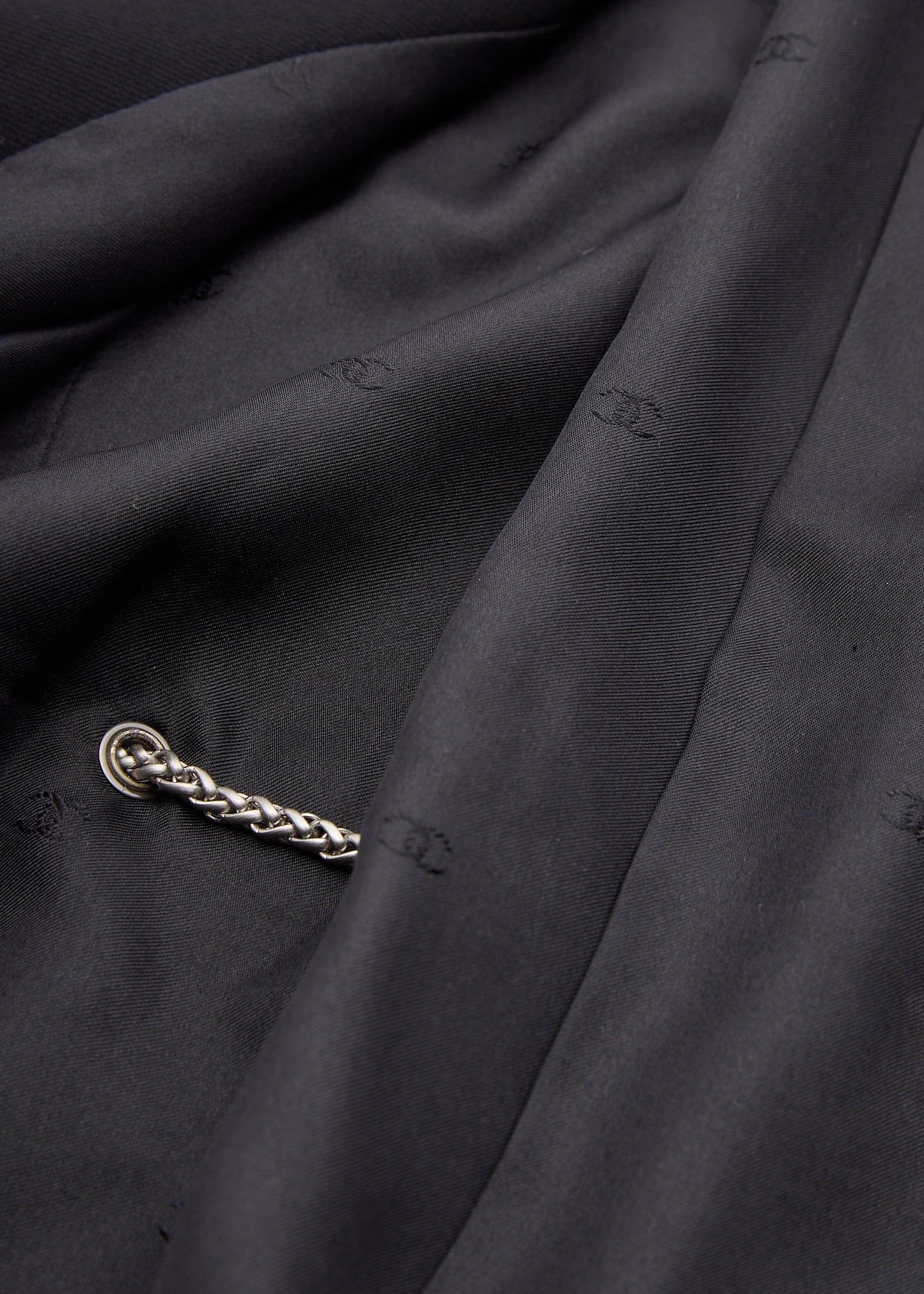 CHANEL Waist Chain Jacket, No Collar, Wool, Black, Gold-Tone Hardware, Pre-Owned - Vintage La Charme