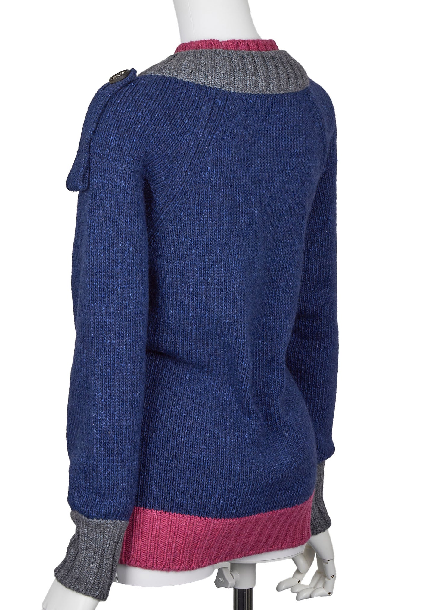 CHANEL Knit Sweater, Coco Button, Cashmere Silk Wool Blend, Navy, Gold-Tone Hardware, Pre-Owned - Vintage La Charme